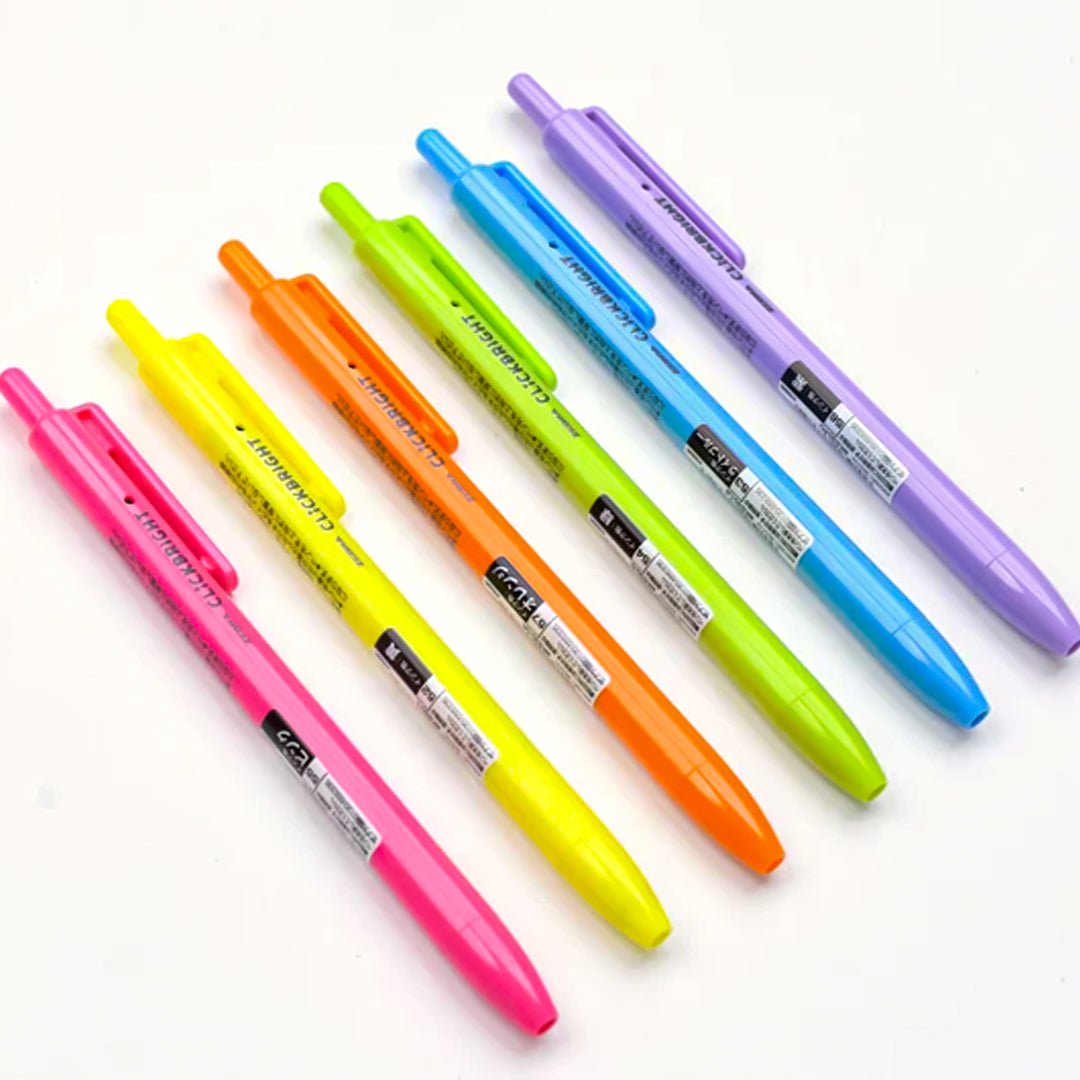 Zebra Click Bright Retractable Highlighters- Pack of 6 - SCOOBOO - WKS30-6C - Highlighter