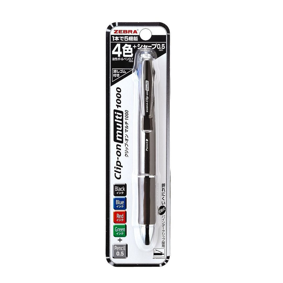 Zebra Clip-on Multi 1000 Ball Point Pen - SCOOBOO - B4SA2-OR* - Ball Pen