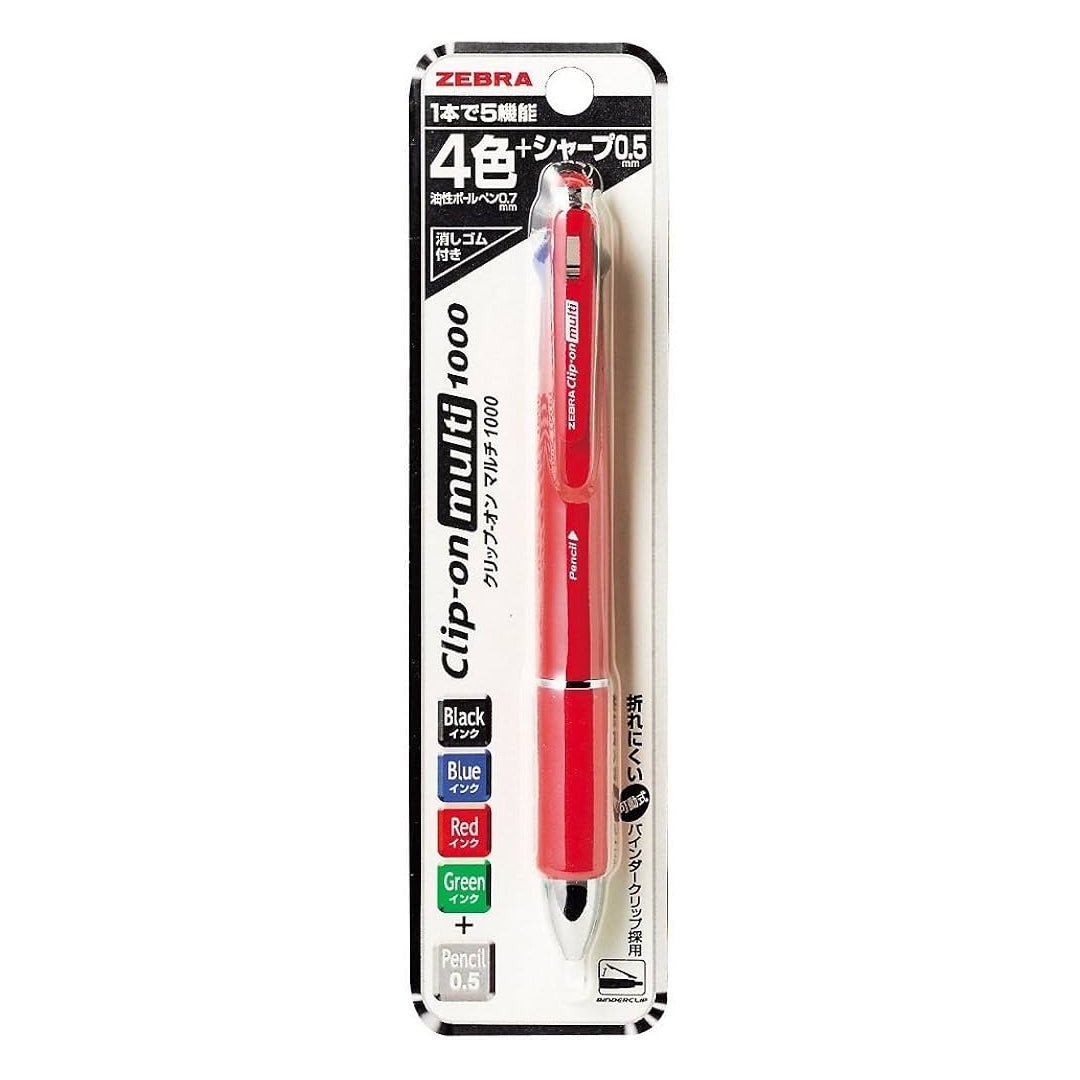 Zebra Clip - on Multi 1000S Ball Pens - SCOOBOO - B4SA3 - R - Ball Pen