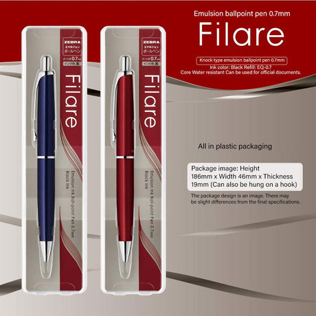 Zebra Filare Ballpoint Pen 0.7 Knock Type - SCOOBOO - P-BA70-BL* - Ball Pen