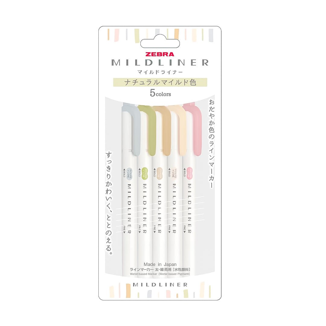 Zebra Mildliner 5 Colour Set - SCOOBOO - WKT7-5C-NTC - Fineliner