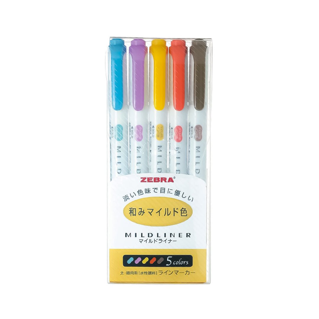 Zebra Mildliner Brush Marker Ended Highlighter & Creative Tool Set of 5 - SCOOBOO - WKT8-5C-RC - Highlighter