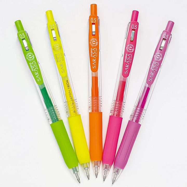 Zebra Neon Sarasa Clip 0.5mm Gel Ink Pen - SCOOBOO - JJ15-5C-NO - Gel Pens
