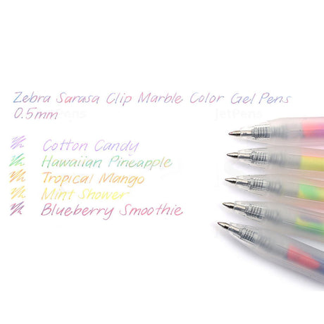 Zebra Sarasa Clip 0.5 Marble 5 Color Pen Set - SCOOBOO - JJ75 - 5C - MB - Gel Pens