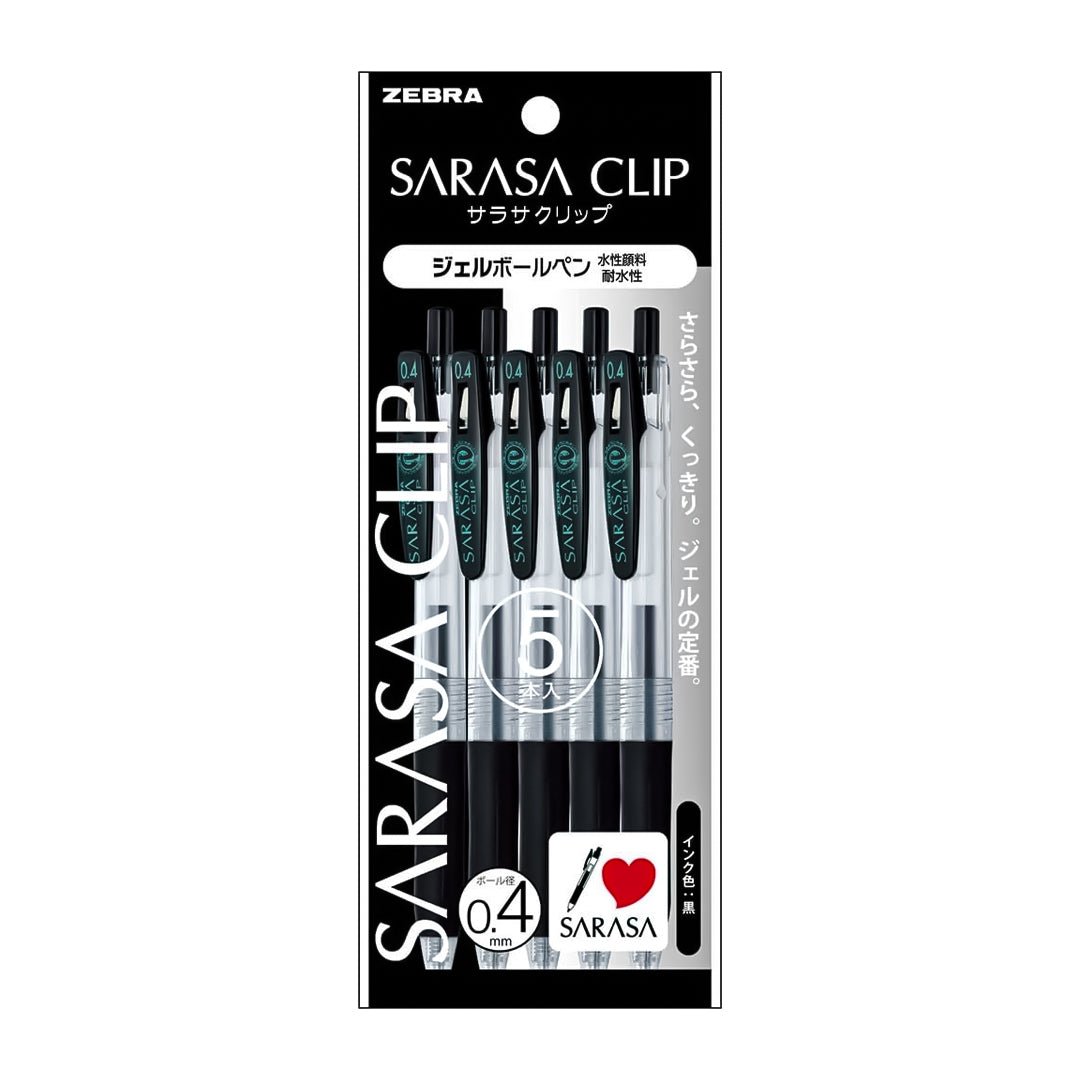 Zebra Sarasa Clip Black Gel Ballpoint Pen Pack Of 5 - SCOOBOO - P-JJS15-BK5 - Gel Pens