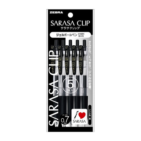 Zebra Sarasa Clip Black Gel Ballpoint Pen Pack Of 5 - SCOOBOO - P-JJNB15-BK5 - Gel Pens