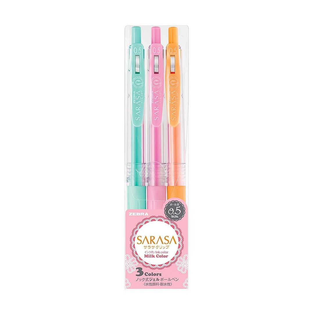 Zebra Sarasa Clip Milk Color Pack 0.5mm Gel Pens - SCOOBOO - JJ15-3C-MK - Gel Pens