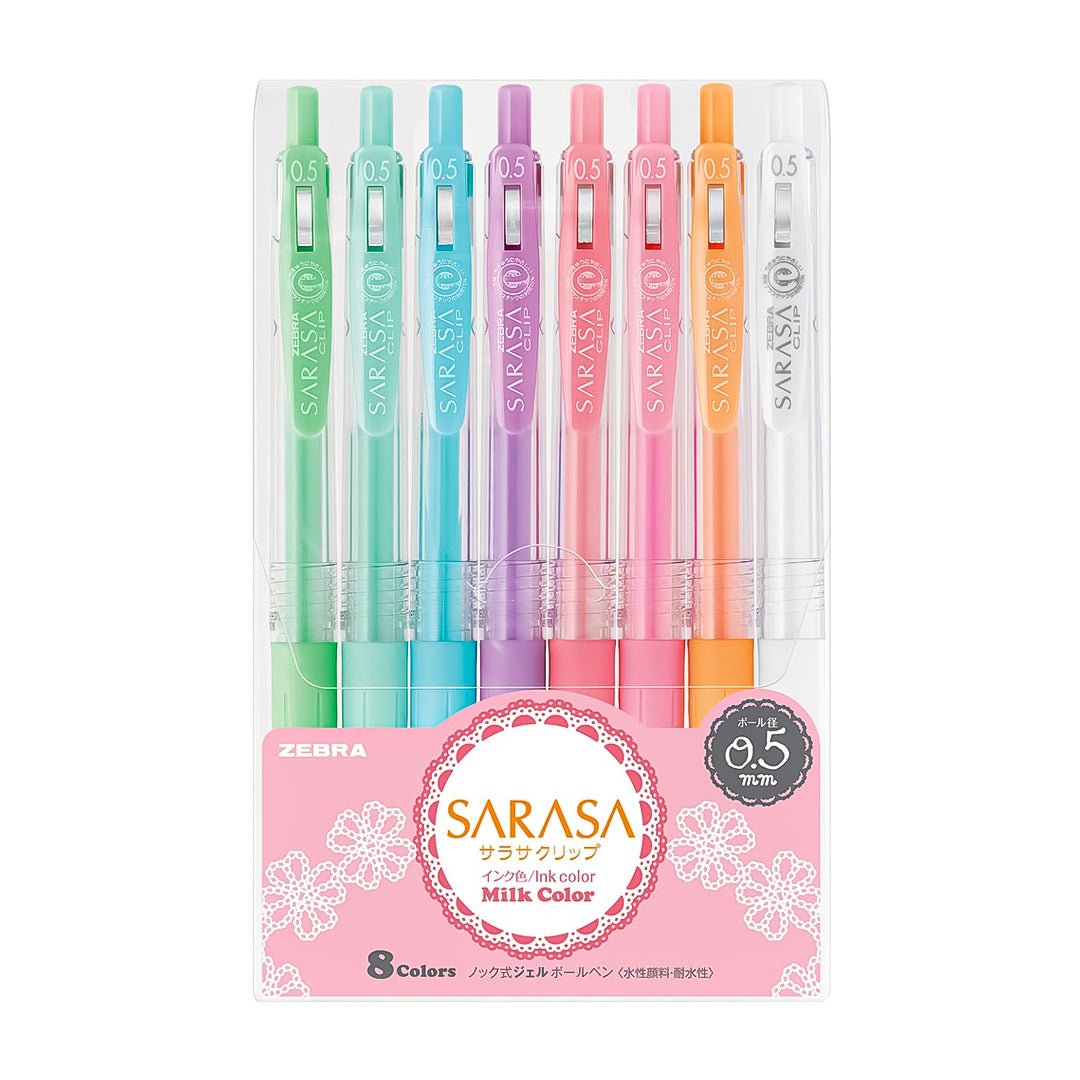 Zebra Sarasa Clip Milk Color Pack 0.5mm Gel Pens - SCOOBOO - JJ15-8C-MK - Gel Pens