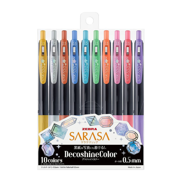 Zebra Sarasa Deco Shine Clip Gel Pen 0.5mm - SCOOBOO - JJ15-10C-SH - Gel Pens