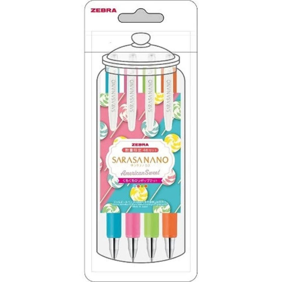 Zebra Sarasa Nano Gel Pen 0.3mm (Pack Of 4) - American Sweet Series - SCOOBOO - JJH72 - 4C - GL - Gel Pens