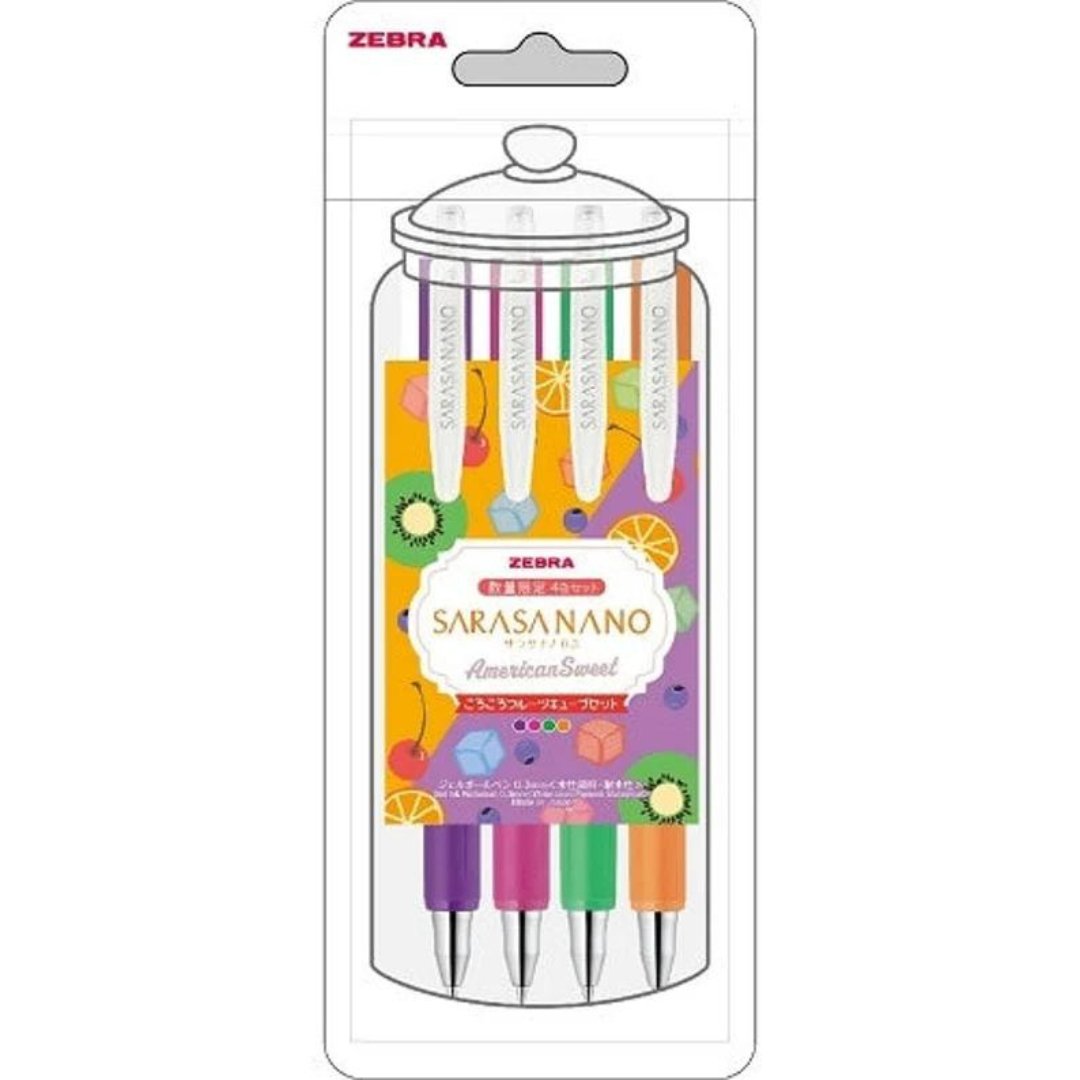 Zebra Sarasa Nano Gel Pen 0.3mm (Pack Of 4) - American Sweet Series - SCOOBOO - JJH72 - 4C - KF - Gel Pens