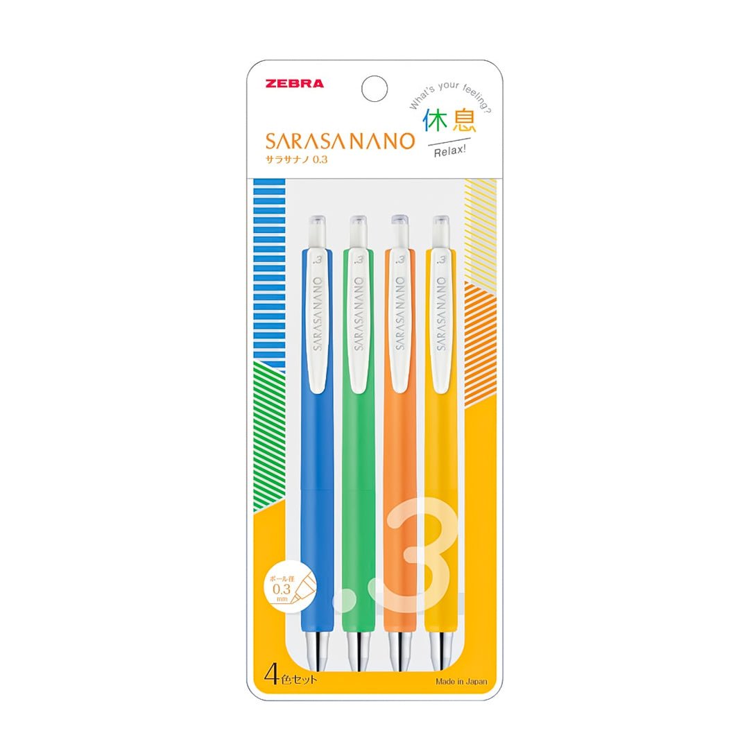 Zebra Sarasa Nano Gel Pen 0.3mm (Pack Of 4) - SCOOBOO - JJH72-4C-KY - Gel Pens