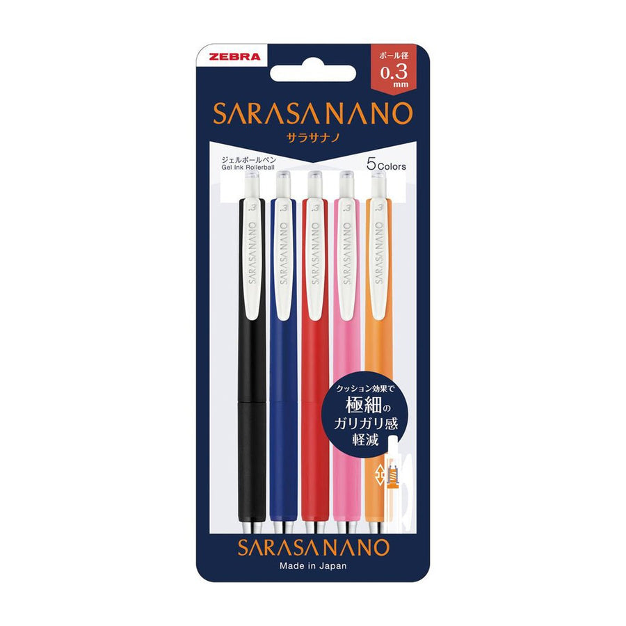Zebra Sarasa Nano Gel Pen 0.3mm (Pack Of 5)- Set N Series - SCOOBOO - JJH72-5C-N - Gel Pens