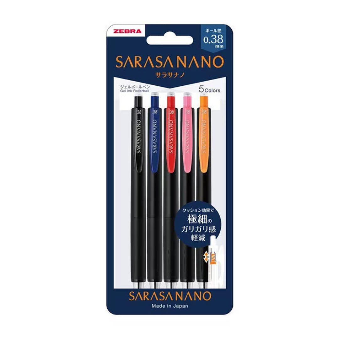 Zebra Sarasa Nano Gel Pen 0.3mm (Pack Of 5)- Set N Series - SCOOBOO - JJX72-5C-AN - Gel Pens