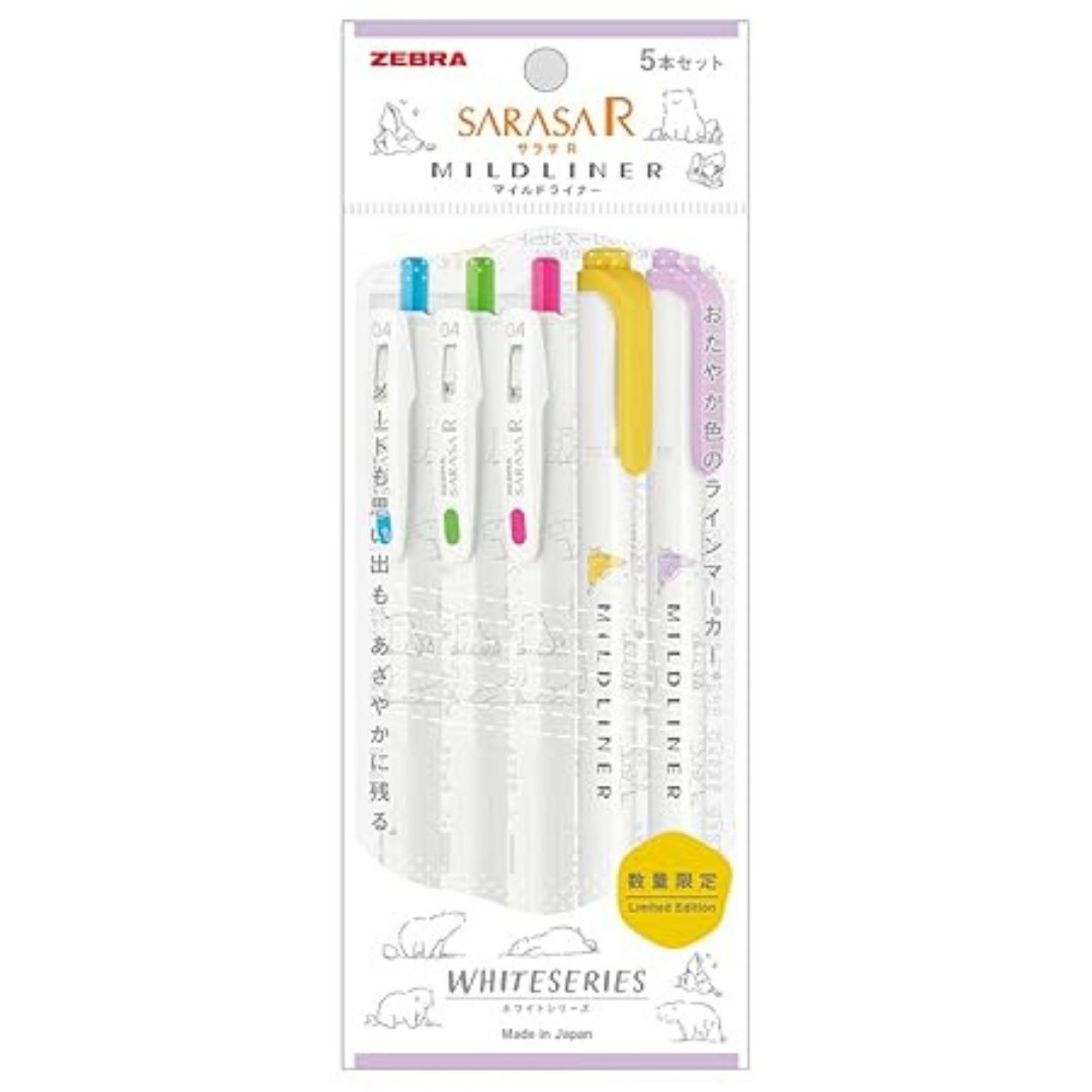 Zebra Sarasa R x Mildliner White Series Pack of 5 - SCOOBOO - P - JJS29 - R1W - B - Highlighter