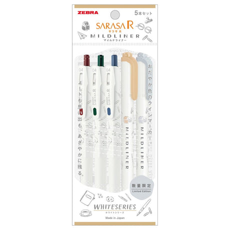 Zebra Sarasa R x Mildliner White Series Pack of 5 - SCOOBOO - P - JJS29 - R1W - C - Highlighter