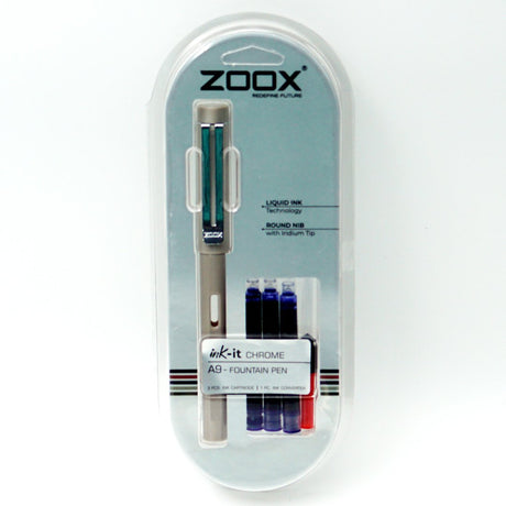 Zoox A9 - Fountain pen with 3 pcs Ink Cartridge, 1 pc Ink Converter - SCOOBOO - Fountain Pen