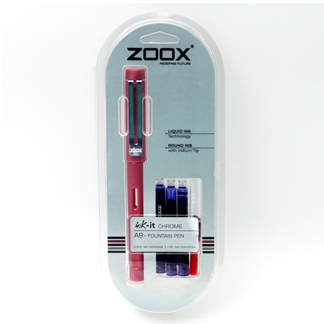 Zoox A9 - Fountain pen with 3 pcs Ink Cartridge, 1 pc Ink Converter - SCOOBOO - Fountain Pen