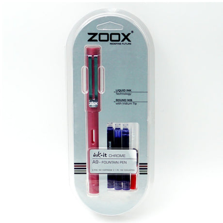 Zoox A9 - Fountain pen with 3 pcs Ink Cartridge, 1 pc Ink Converter - SCOOBOO - Fountain Pen