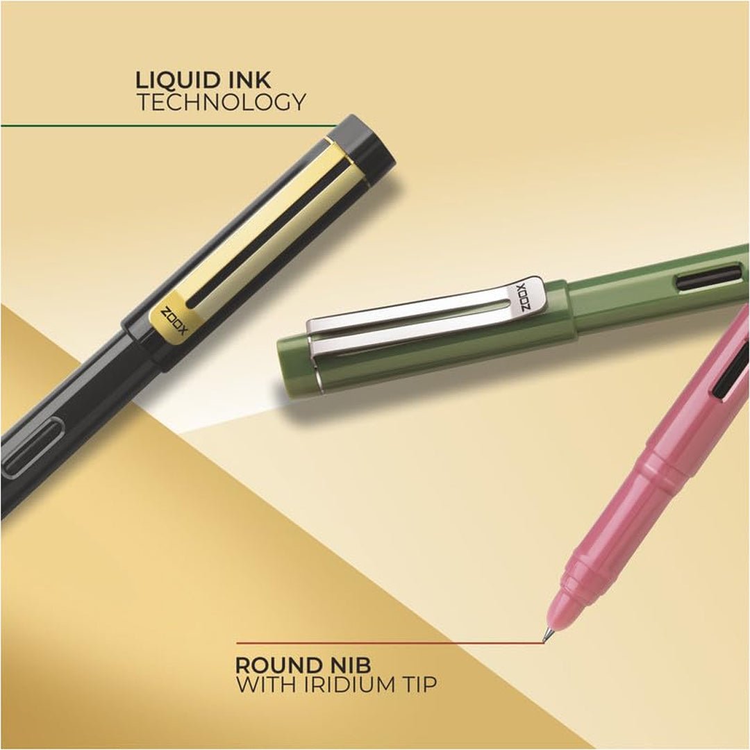 Zoox Ink - it Gold A9 - Fountain pen with 3 pcs Ink Cartridge, 1 pc Ink Converter - SCOOBOO - Fountain Pen