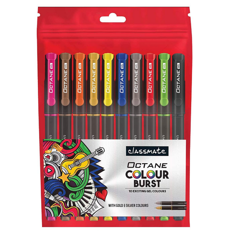 Classmate Octane Colour Burst 0.1mm (Pack Of 10) - SCOOBOO - 04030210 - Gel Pens