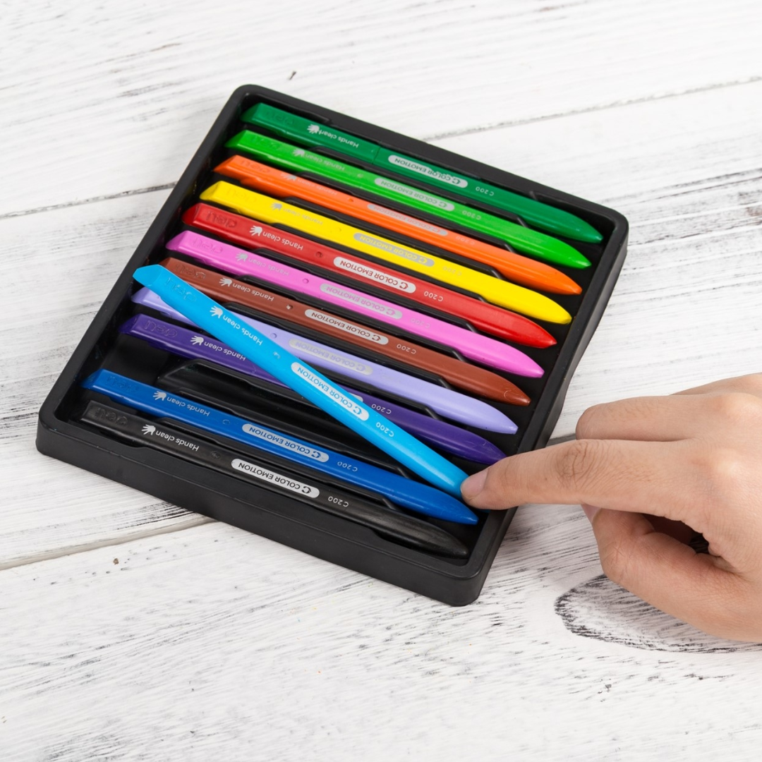 Deli Color Emotion 12 Plastic Crayons - SCOOBOO - C20000 - wax crayon