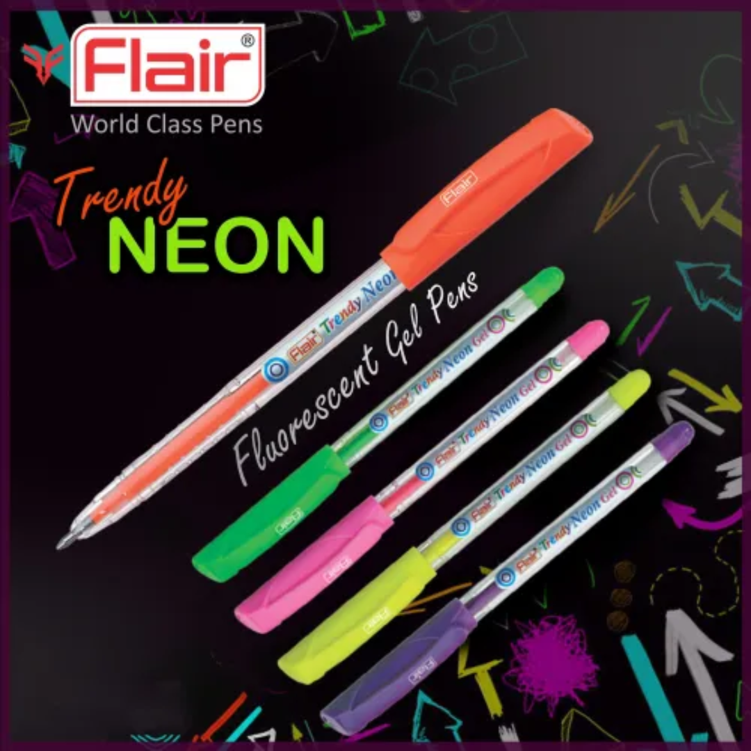 Flair Trendy Neon Gel Pens Pack Of 10 - SCOOBOO - Gel Pens