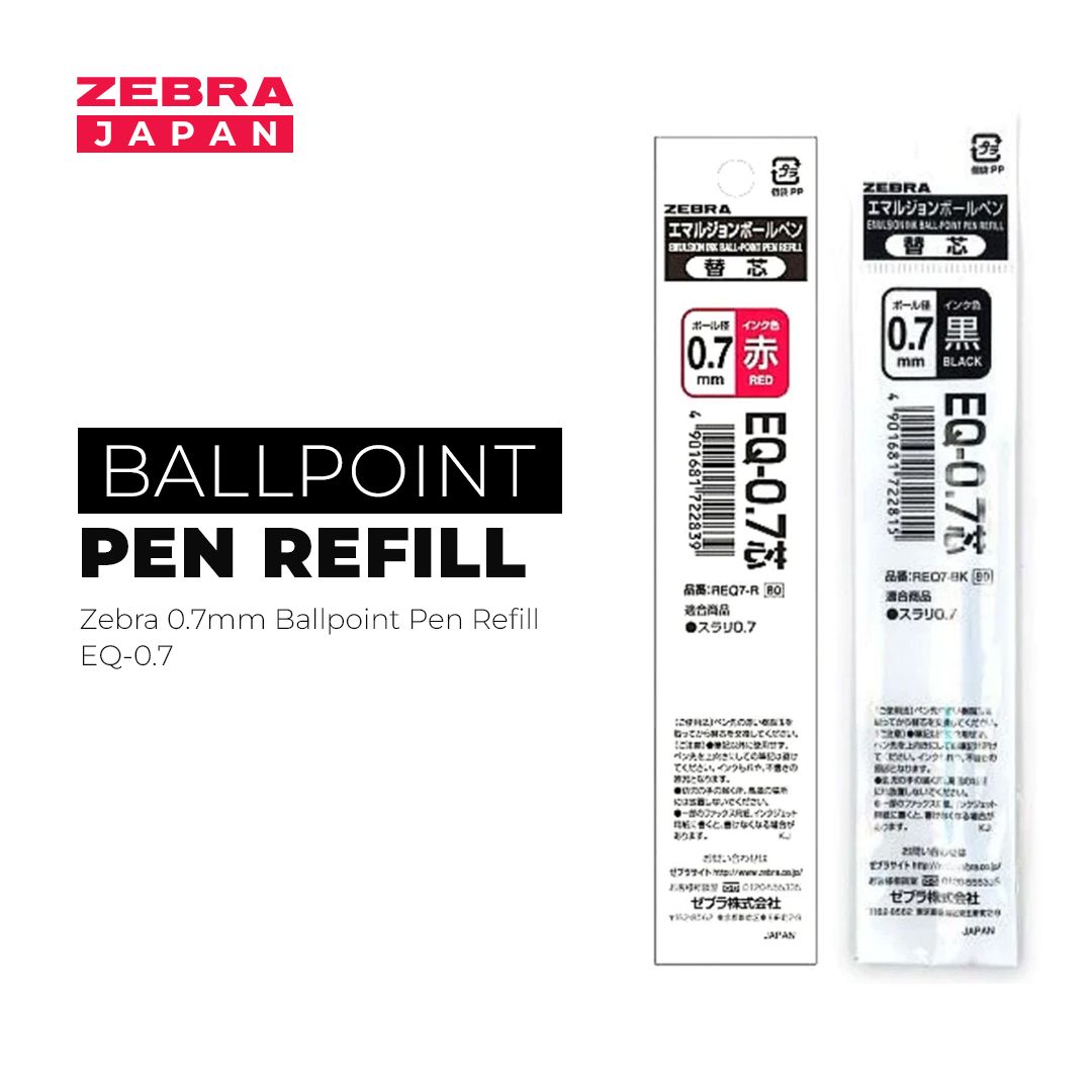 Zebra 0.7mm Ballpoint Pen Refill EQ-0.7 - SCOOBOO - REQ7-BL - Refills