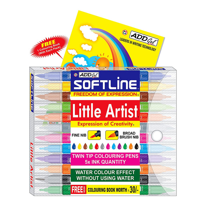 AddGel Softline Twin Tip Colouring Pens - SCOOBOO - SOFTLINE LITTLE ARTIST 12 - Brush Pens