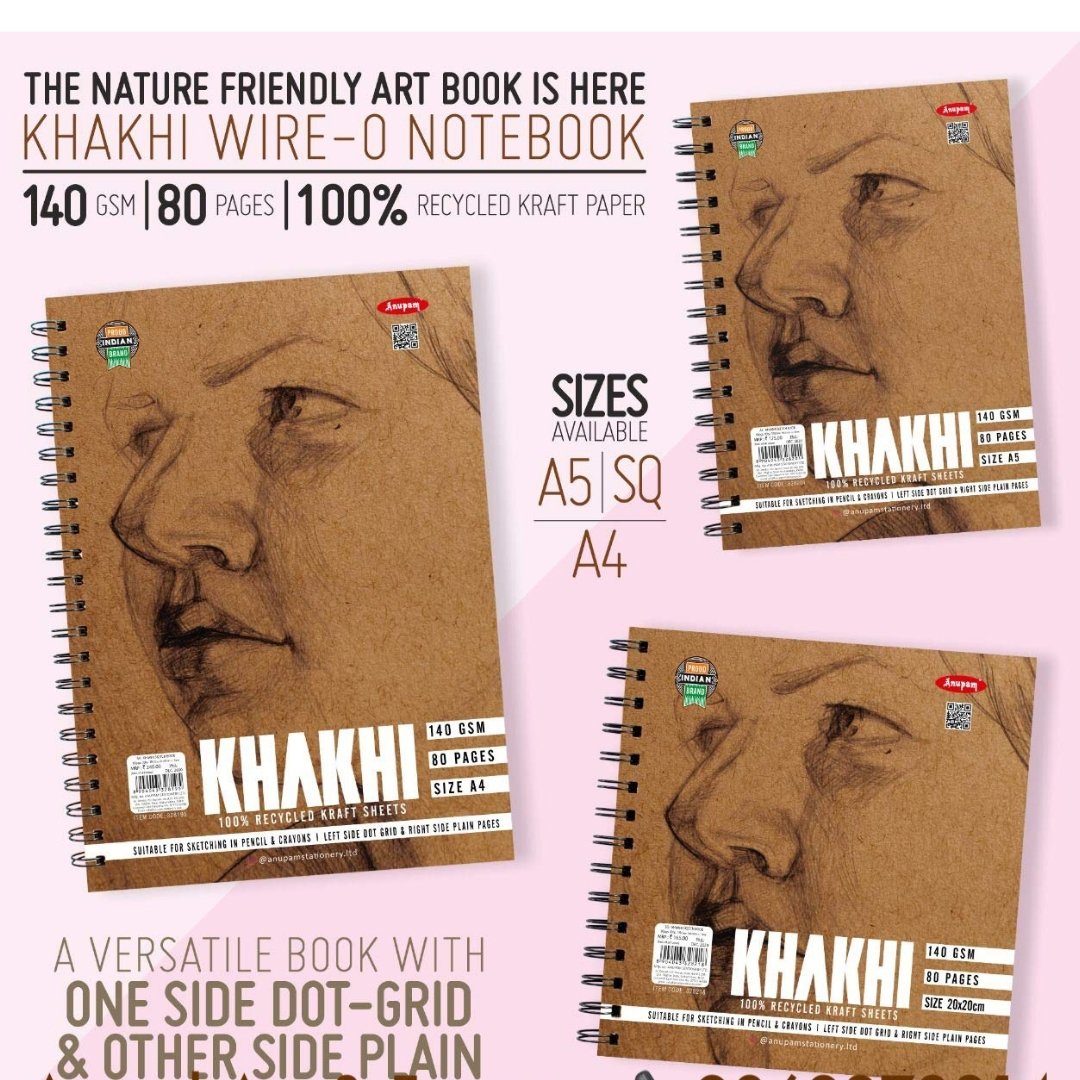 Anupam Khakhi 100% Recycled Kraft Sheets, 140 GSM - SCOOBOO - 328218 - Sketch & Drawing