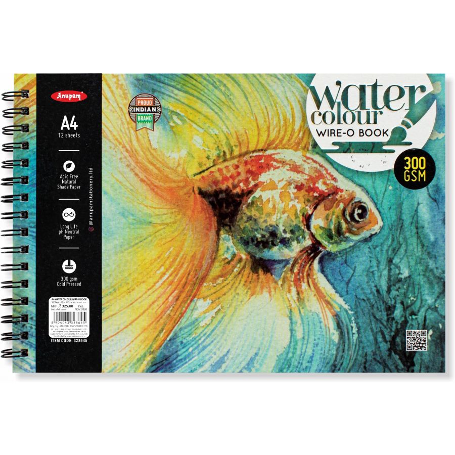 ANUPAM WATERCOLOR WIRE-O BOOK - 300 GSM - SCOOBOO - 328645 - Watercolour Pads & Sheets