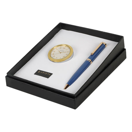 Arista Ballpoint Pen With Gold Chrome Table Clock - SCOOBOO - AE01373 - Ball Pen