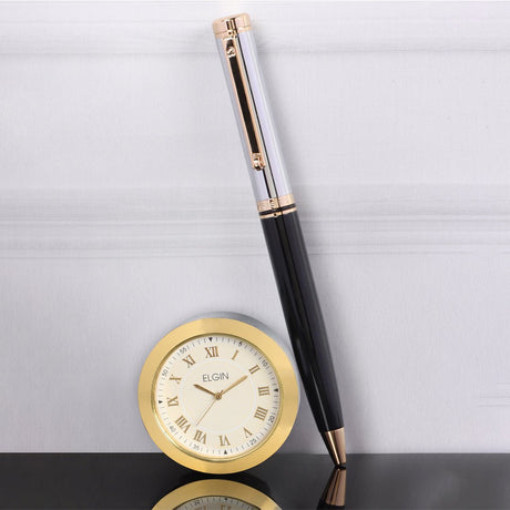 Arista Ballpoint Pen With Gold Chrome Table Clock - SCOOBOO - AE175+Clock-1 - Ball Pen