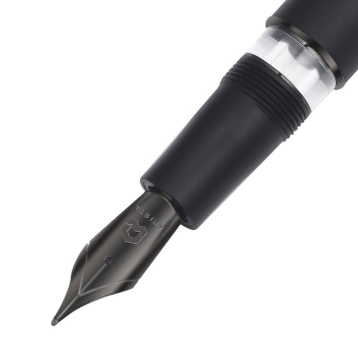 Arista | One Classic | Fountain Ink Pen | Matt Black-titanium Trims - SCOOBOO - ARISTA-M.BLACK-EF - Fountain pen