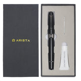 Arista One Classic Shinny Black-titanium Trims Fountain Ink Pen - SCOOBOO - ARISTA-S BLACK TT-EF - Fountain pen