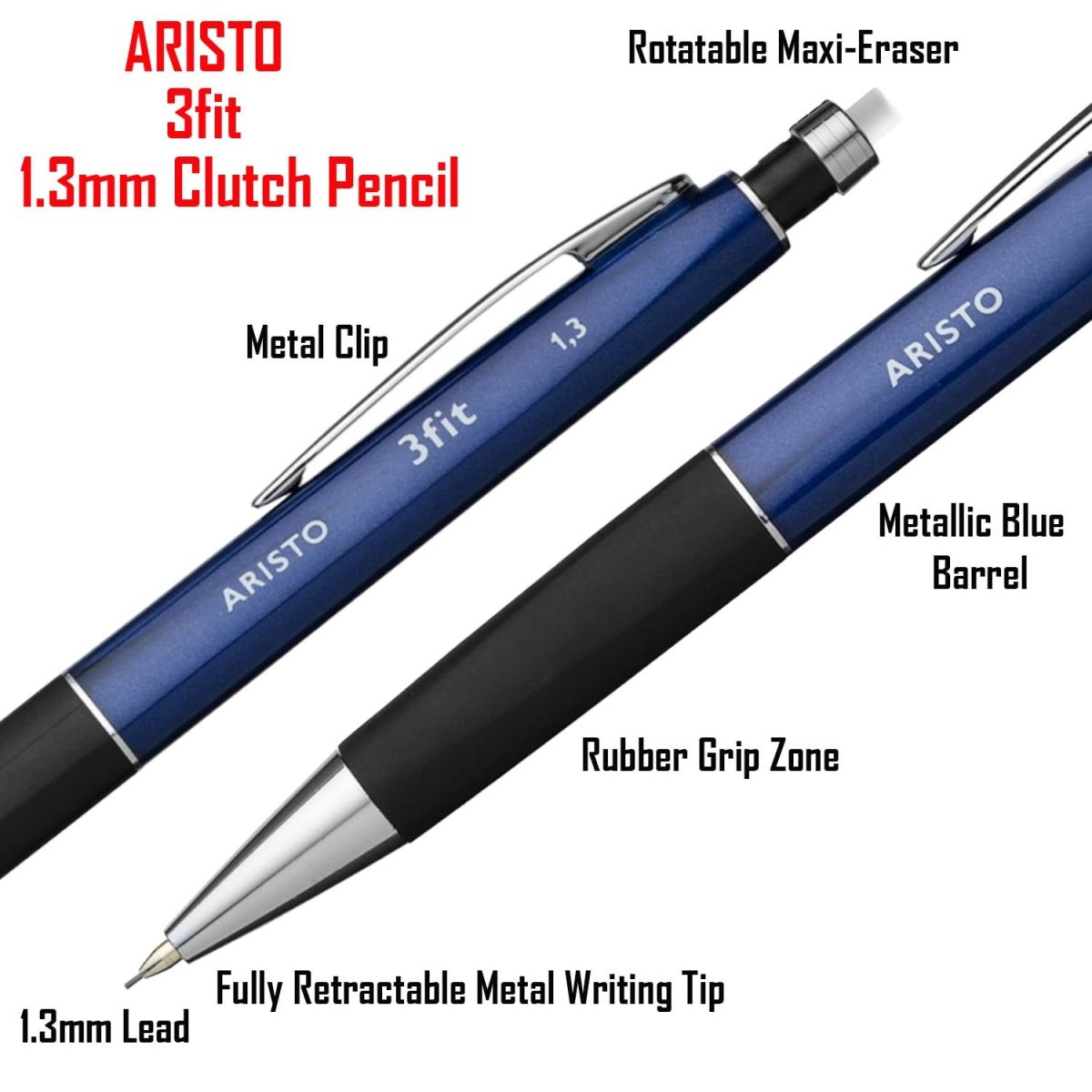 Aristo 3 fit Blue-1.3mm 2b Mechanical Pencil - SCOOBOO - 85313-TGM - Mechanical Pencil