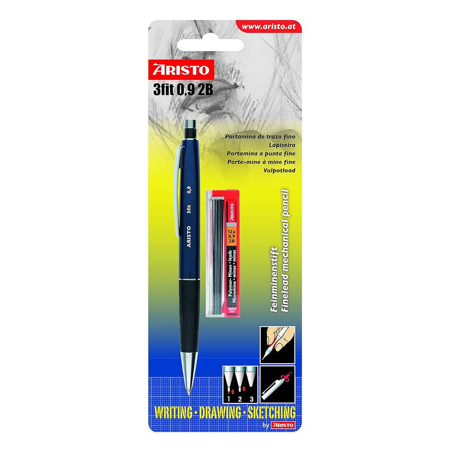 Aristo | 3Fit | Mechanical Pencil | 0.9 Mm 2B | Blue Blister - SCOOBOO - 85309B - Mechanical pencil