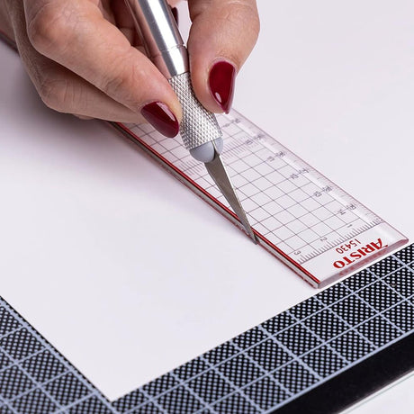 Aristo | Cutting Ruler Pexiglass | Red Cutting Edge | 30cm | Transparent - SCOOBOO - AR15430 - Ruler