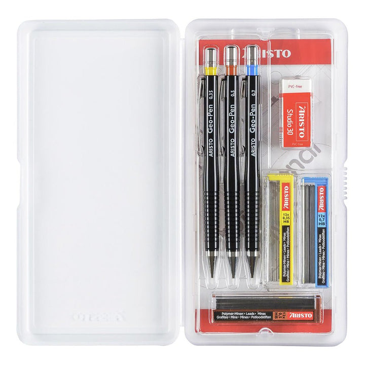 Aristo | Geo Pencil | 3pc Set | lead (0.35/.5/.7) | Black - SCOOBOO - 85010 - Mechanical pencil