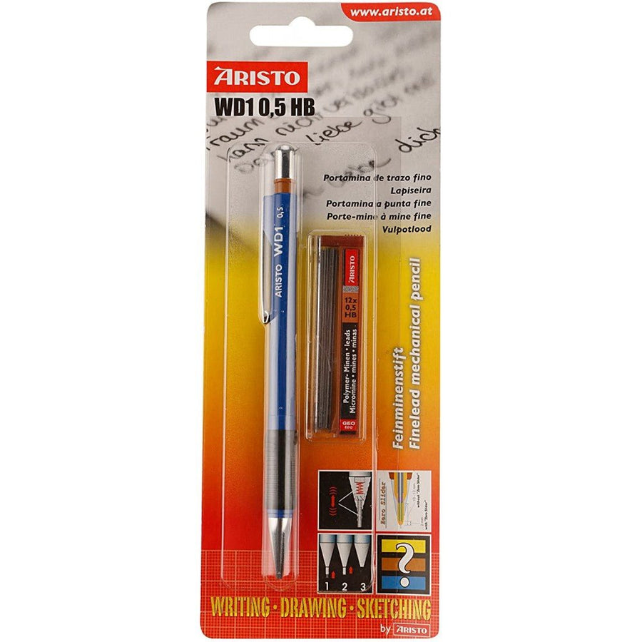 Aristo WD1 Blue Mechanical Pencil with 0.5mm 12 HB Leads - SCOOBOO - AR-85115B-TGM - Mechanical Pencil