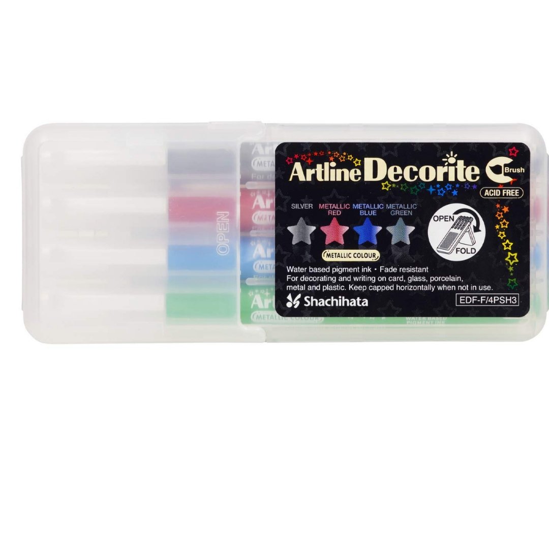 Artline Decorite Metallic Pearl Brush Markers - SCOOBOO - Brush Pens