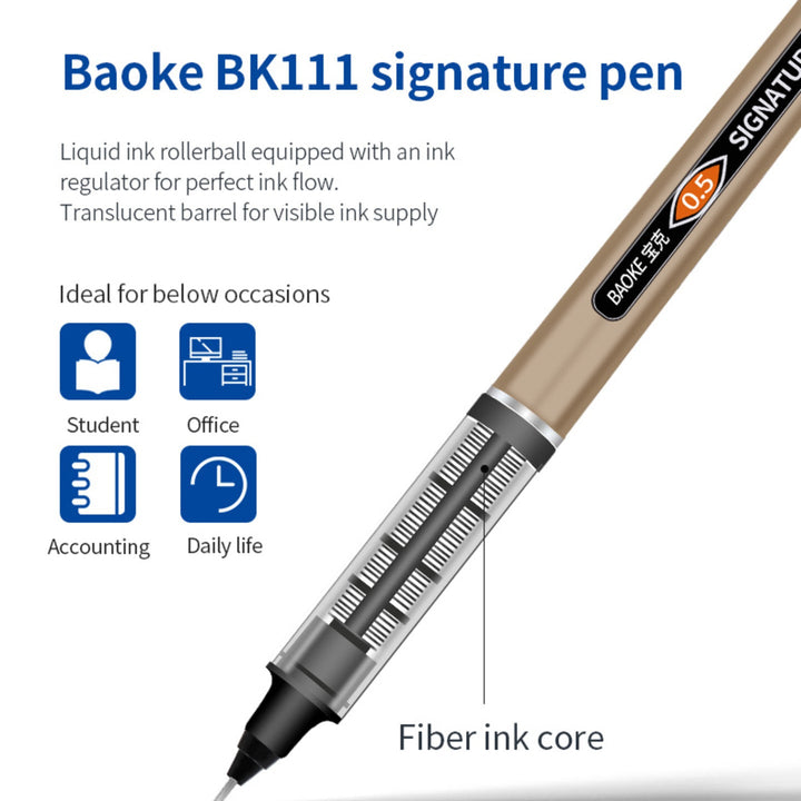Baoke 0.5mm Black Ink Signature Pen Pack of 5 (BK 111) - SCOOBOO - BK111 - GEL PENS