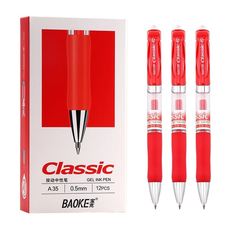 Baoke Classic Gel Ink Pens A35 0.5mm (Pack of 5 Pens) - SCOOBOO - A35 - Red - Gel Pens