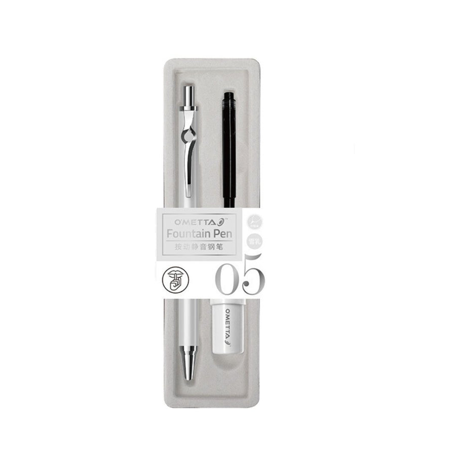 Beifa Ometta No-Noise Retractable Fountain Pen with Ink Cartridge - SCOOBOO - GEF005-White - Fountain Pen