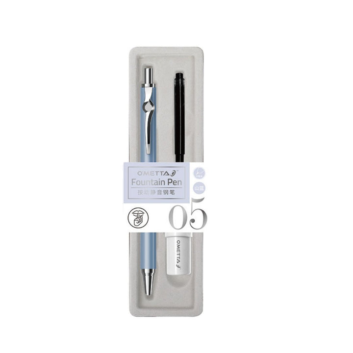 Beifa Ometta No-Noise Retractable Fountain Pen with Ink Cartridge - SCOOBOO - GEF005-Blue - Fountain Pen