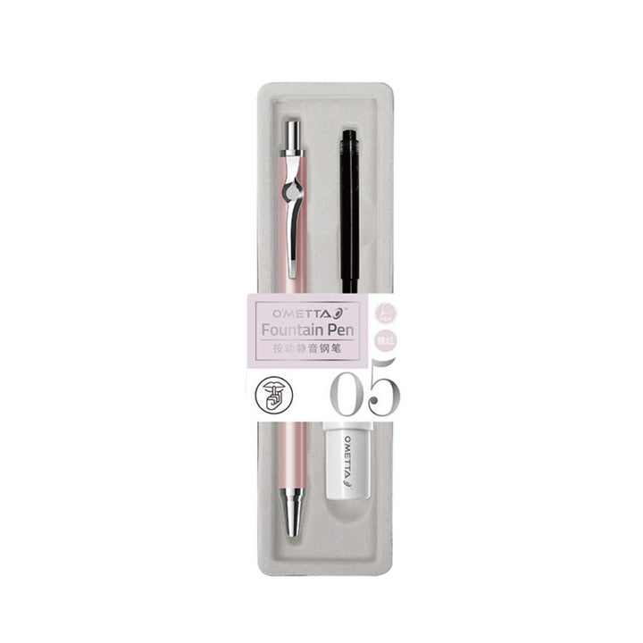 Beifa Ometta No-Noise Retractable Fountain Pen with Ink Cartridge - SCOOBOO - GEF005-Pink - Fountain Pen