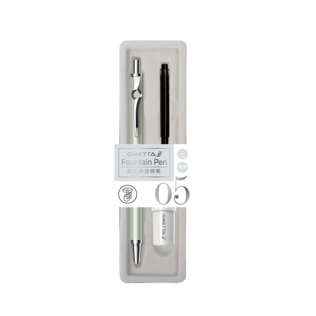 Beifa Ometta No-Noise Retractable Fountain Pen with Ink Cartridge - SCOOBOO - GEF005-Green - Fountain Pen
