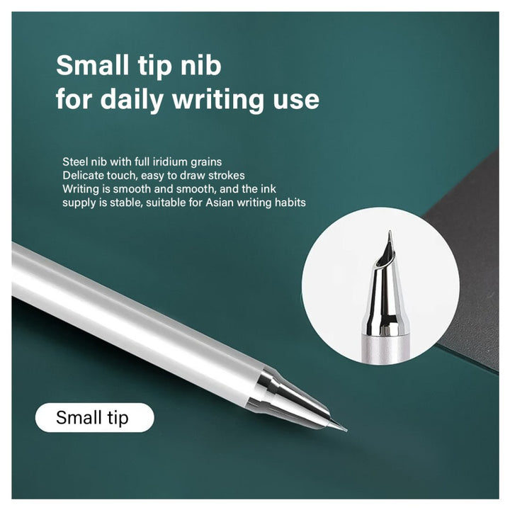 Beifa Ometta No-Noise Retractable Fountain Pen with Ink Cartridge - SCOOBOO - GEF005-Gray - Fountain Pen