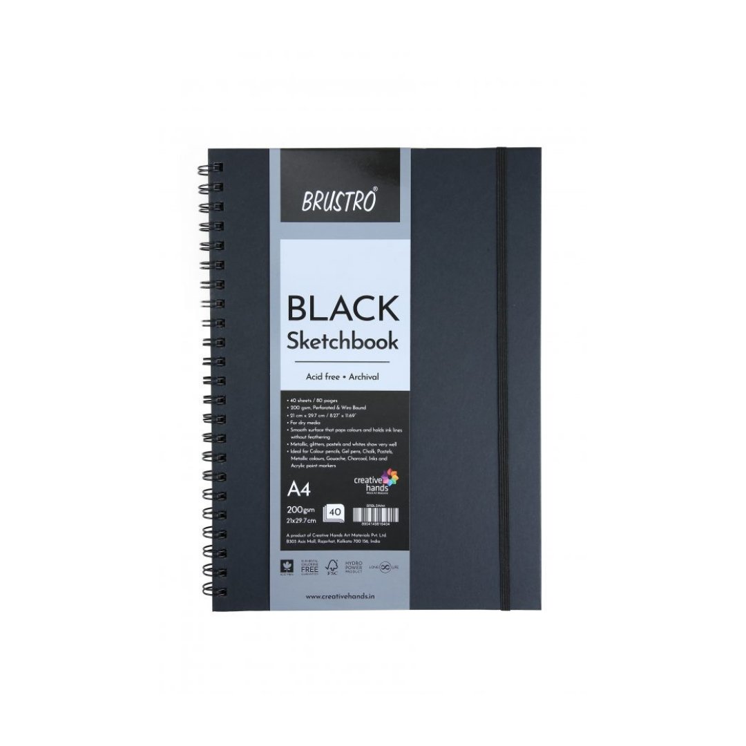 Brustro Artist Black Sketchbook - SCOOBOO - BRBLSWA4 - Black sketchbook