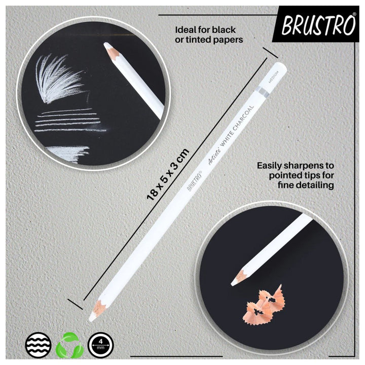 Brustro Artist Coloured Pencils Black & White- Set Of 6 - SCOOBOO - BRACPBW6 - Coloured Pencils